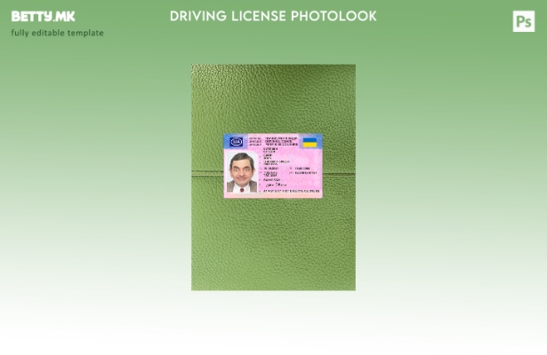 Возачка дозвола во модерен стил во Украина претставува преден шаблон со фото и 1